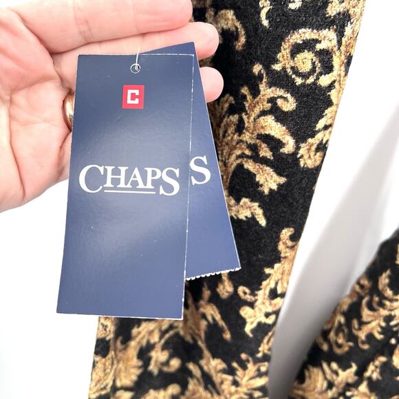 Vintage Chaps Infinity Scarf - Black Tan Filigree Pattern Soft Neck Scarf - Picture 4 of 6